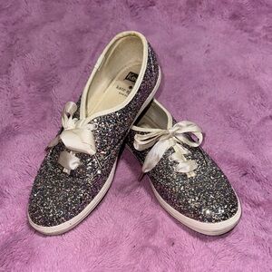 Keds Sparkly Sneakers with Satin Ribbon